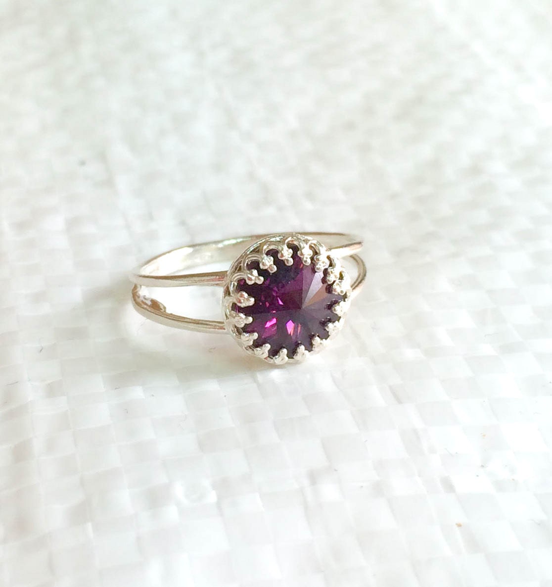 Mother Day Sale Silver Amethyst Ring Purple Stone Double - Etsy