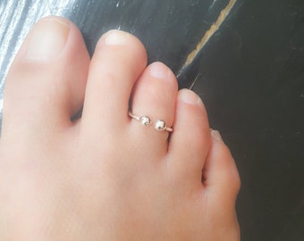 Mother Day - Toe Ring-  Sterling Silver Toe Ring-Open Toe Ring- Adjustable Toe Ring- Double Ball Toe Ring-Foot Jewelry