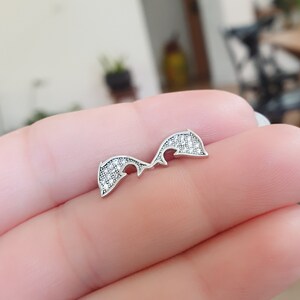 Tiny Silver Whale Studs, Whale CZ Earrings, Whale Post earrings with Tiny Diamonds, Whale Fish Earring, Tiny Fish Earrings