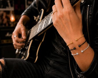 Set of 3 Coil Cuff Bracelets, Stainless Steel Open Bangles in Gold Silver & Black, Stackable Minimalist Bracelet Set