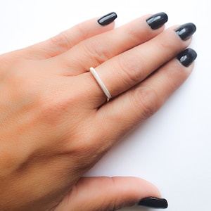 Silver Ring Line Bar, Bar Silver Ring, Thin Dainty Simple Statement Ring Silver 925, Horizontal Bar Ring