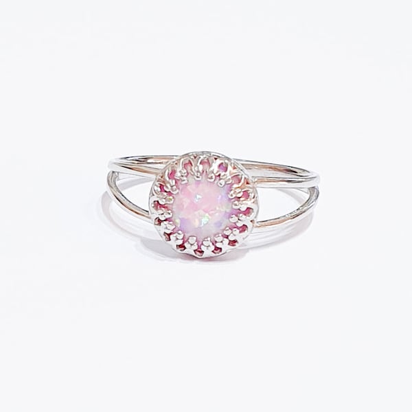 Mother Day - Opal Ring, Opal Silver Jewelry, Pink Purple Opal Ring, Sterling Silver Colorfull Opal Ring
