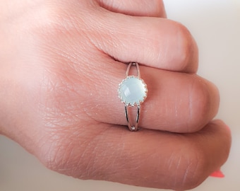 Aqua Chalcedony Ring, 925 Sterling Silver Ring, Cocktail ring, Alternative Engagement Ring, Aqua Chalcedony Jewelry, Natural Aqua Chalcedony