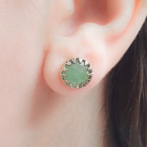 Jade Stud Earrings Silver Earrings Sterling Silver Studs Natural Jade green Earrings Jewelry Jade Studs
