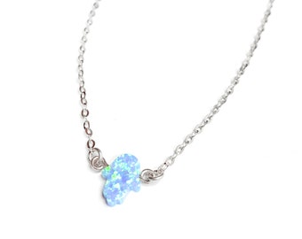 Opal Bracelet, Hamsa Opal Bracelet, Light Blue Hamsa Bracelet, Opal Hand Bracelet, Evil Eye Bracelet, Thin Silver Bracelet