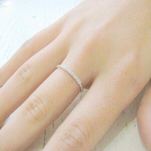 Mother Day Diamonds Silver Ring Thin Band Tiny CZ Promise Freindship Gift For Her Crystal Jewelry image 4