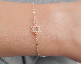 David Star Bracelet, Silver Star of David Bracelet, Magen David Charm Silver Bracelet, David Star Charm Bracelet, Gold Magen David Bracelet