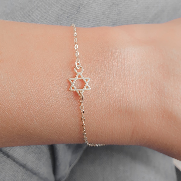 David Star Bracelet, Silver Star of David Bracelet, Magen David Charm Silver Bracelet, David Star Charm Bracelet, Gold Magen David Bracelet