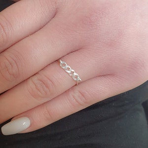 Cuban Link Chain Ring - Wide Chain Wire Ring - Silver Curb Chain Ring -  Silver Cuban Chain Ring - Dainty Chain Ring