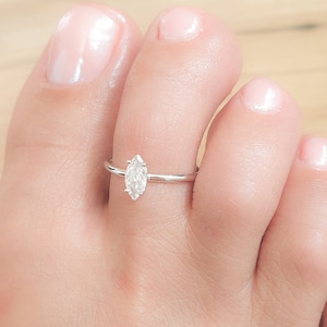 Toe Ring-Adjustable Toe Ring-Silver Toe Ring-Ellipse Diamond Toe Ring-Sterling Silver 925 Toe Ring-Foot Jewelry