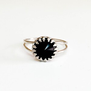 Silver Ring Onyx Gemstone, Black Onyx Stone Ring, Dainty Delicate Sterling Silver Ring, 14k gold filled Onyx Ring
