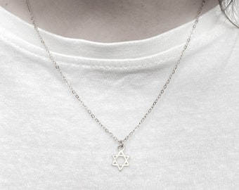 David Star Necklace, Silver Star of David Necklace, Magen David Charm Silver Necklace, David Star Charm Necklace, Gold Magen David Necklace