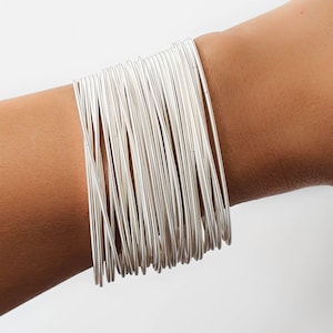 White Silver Bracelet, Guitar String Bracelet, Gold Spring Bracelet,Rose Gold Thin Silver Bracelet, Guitar String,Layered Bracelets