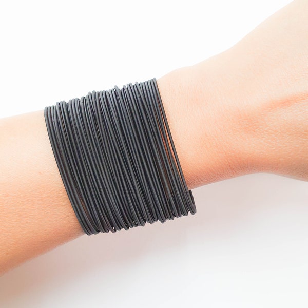 Black Guitar String Bracelet, Guitar String Bracelet, Black Guitar String Coil Bracelet, Guitar Wrist Bracelet, Thin Black Bracelets