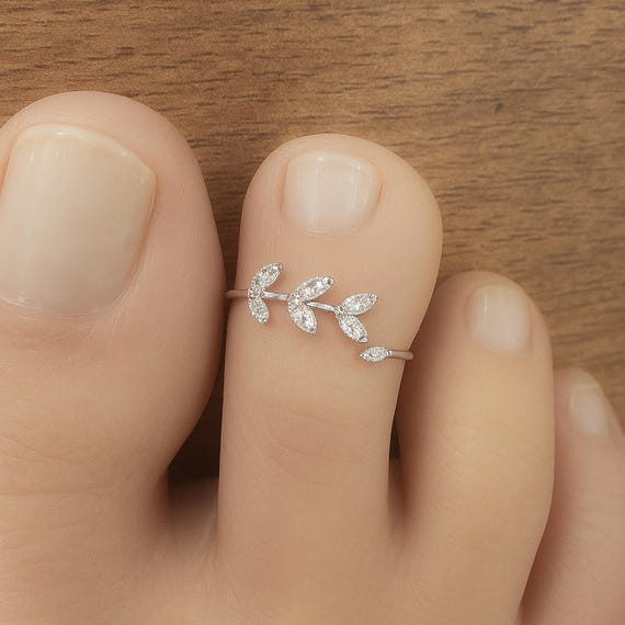 Toe Ring-adjustable Toe Ring-silver Toe Ring-leaf Laurel