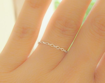 Chain Ring Thin Sterling Silver Stackable Layered Stack Dainty ring Simple