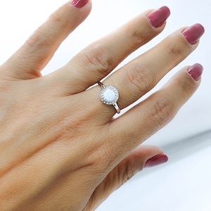 Opal ring, Silver Opal Ring, Opal Band Ring, Rainbow Opal Silver 925 Jewelry, White Stone Ring, Stackable Ring