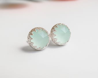 Orecchini Pendenti In Giada Verde Cava – Drop Goccia Con Gancio Placcato Oro 18K