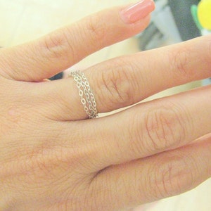 Triple Chain Ring Sterling Silver, Stack Ring, Stackable Ring, Triple layers ring, Layered ring