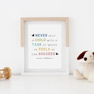 montessori printable poster | he feels he can succeed wall art | quote teacher school learning