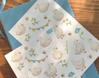 Grillige Cottage Core Duck Sticker Sheet - Schattige, op de natuur geïnspireerde eenden voor scrapbooking, journaling en ambachten