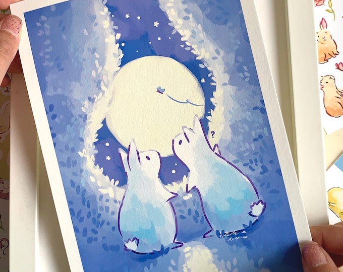 Kawaii Bunny Art Print: Eco-Friendly Hemp Paper, A5/A4