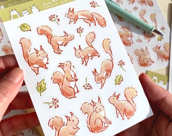 Eco-Friendly Squirrel Sticker Sheet: Kawaii Journal Planner Stickers