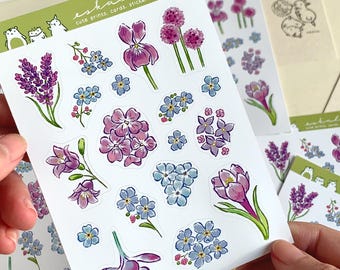 Eco-Friendly Flower Floral Sticker Sheet: Kawaii Journal Planner Stickers