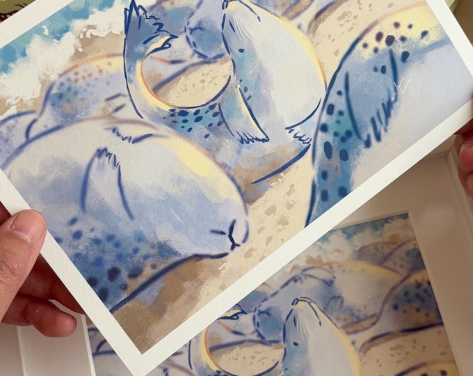 Seal Kawaii Art Print: Eco-Friendly Hemp Paper (A5/A4)