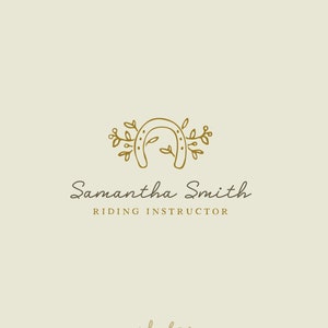 horse shoe logo design - premade horseshoe riding instructor groom cute minimalistic handmade hand drawn - brand design