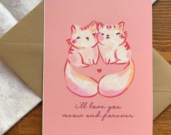 cute anniversary card - cat cats - love you sweet funny kawaii