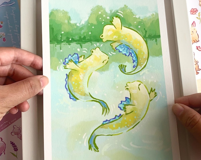 Mudskipper Art Print – Kawaii Animal Illustration, Eco-Friendly Hemp Paper