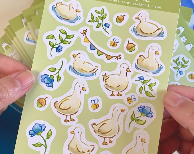 Featured listing image: Eco-Friendly Duck Sticker Sheet: Kawaii Planner Stickers