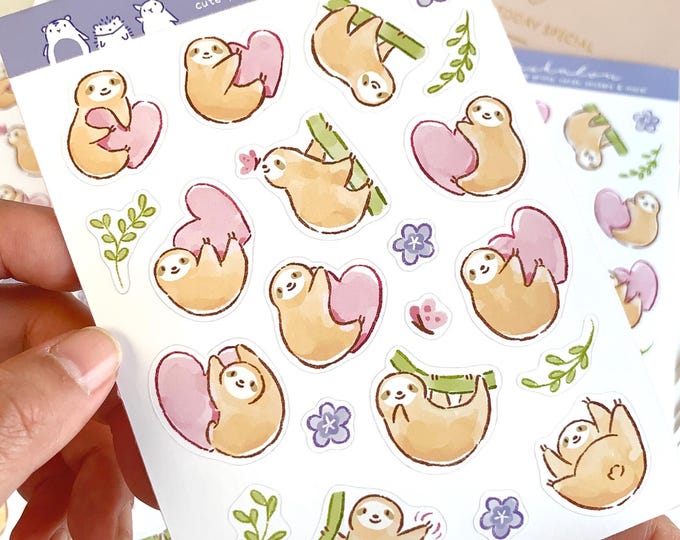 Sloth Sticker Sheet – Kawaii Journal Planner Stickers