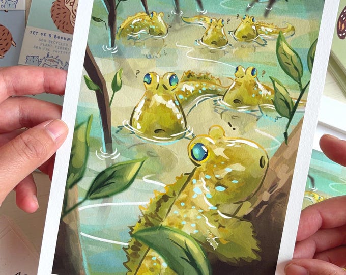 Mudskipper Print – Mud Fish Kawaii Animal Illustration (A5/A4)