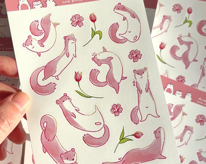 Weasel Stoat Sticker Sheet –Kawaii Journal Planner Stickers