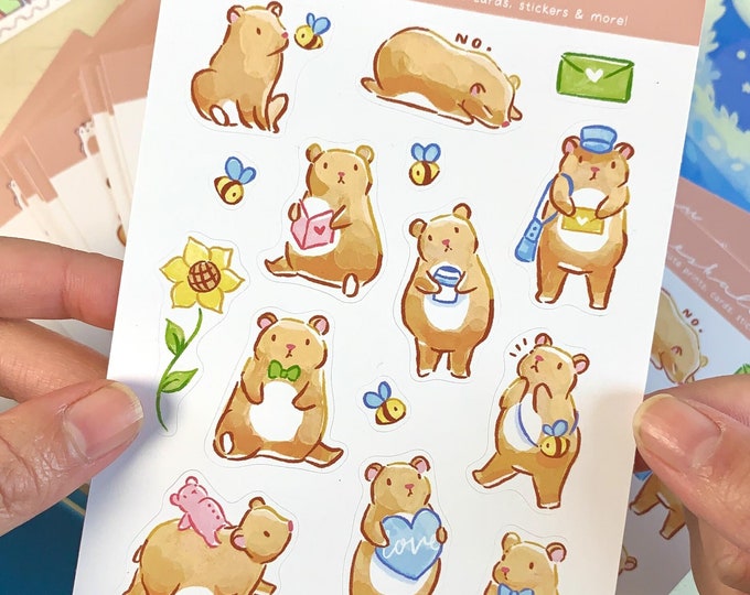 Bear Sticker Sheet – Kawaii Journal Planner Stickers