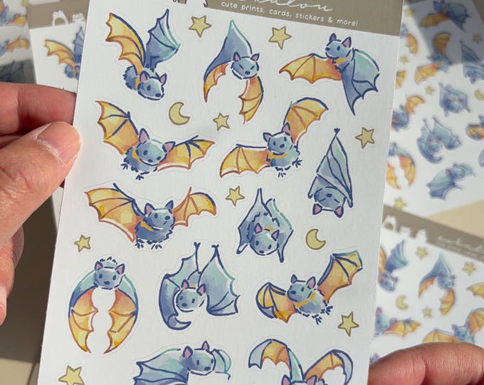 Eco-Friendly Bat Sticker Sheet: Kawaii Journal Planner Stickers