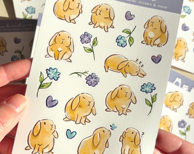 Lop-Eared Bunny Sticker Sheet – Journal & Planner Stickers
