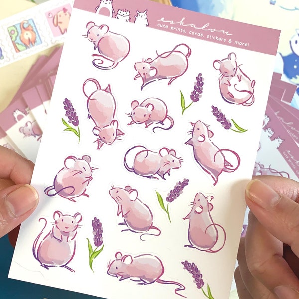 Foglio di adesivi ecologici a forma di topo: adesivi kawaii per planner