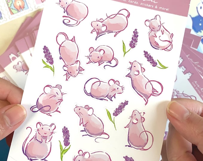 Eco-Friendly Mouse Sticker Sheet: Kawaii Planner Stickers