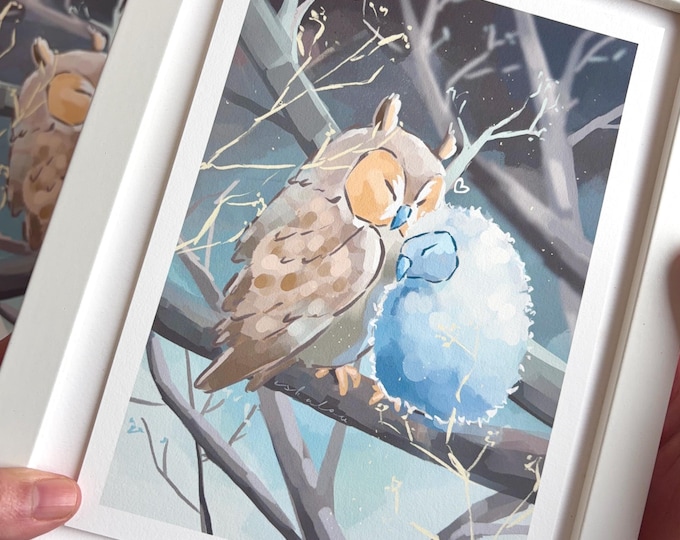 Owl Art Print: Long-eared Owl- Eco-Friendly Hemp Paper (A5/A4)