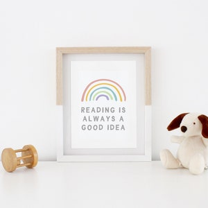 read print | reading is always a good idea printable | quote playroom classroom decor rainbow montessori wall art | instant download 8x10