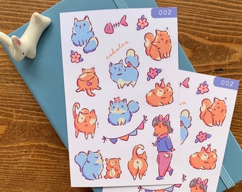 kat stickervel - schattige kawaii katten bullet journal planner plakboek