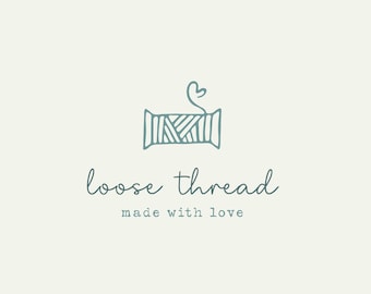 Sew Inspired: Hand-Drawn Feminine Thread Sewing Logo Design for Sewing Enthusiasts