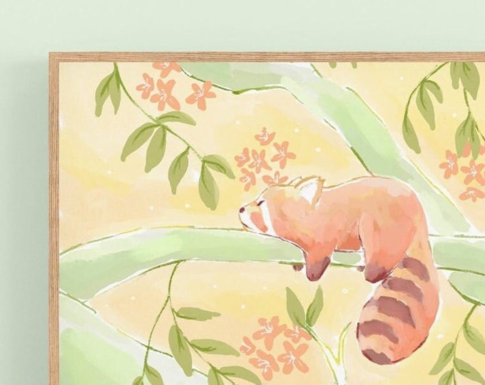 Red Panda Art Print - Cute Kawaii Gouache Cottagecore - Animal Lover ...