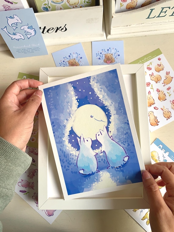 Kawaii Bunny Art Print: Eco-Friendly Hemp Paper, A5/A4