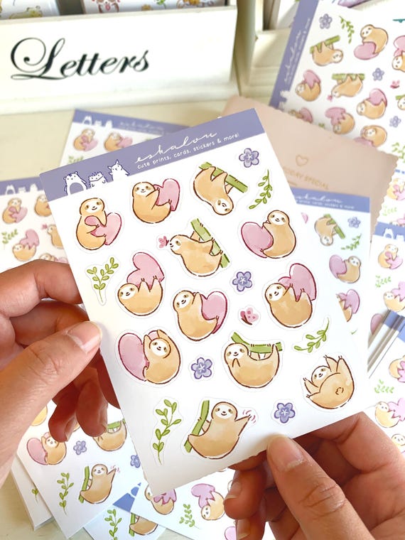 Sloth Sticker Sheet – Kawaii Journal Planner Stickers