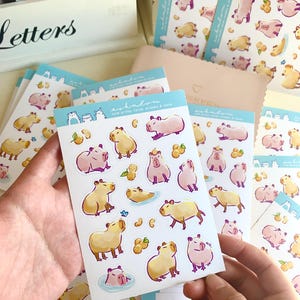 Hoja de pegatinas de carpincho - Pegatinas de animales kawaii para diarios y agendas imagen 6