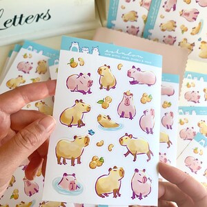 Hoja de pegatinas de carpincho - Pegatinas de animales kawaii para diarios y agendas imagen 5